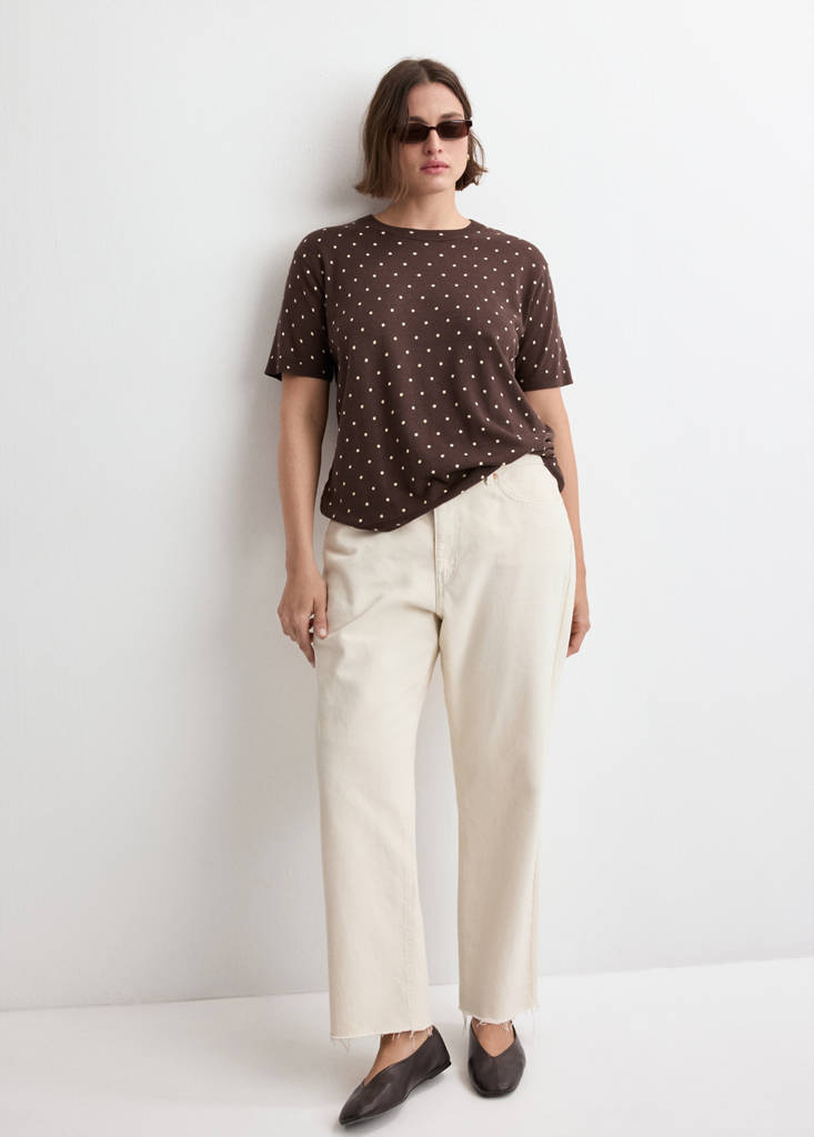 Polka-dot knitted sweater — Chocolate
