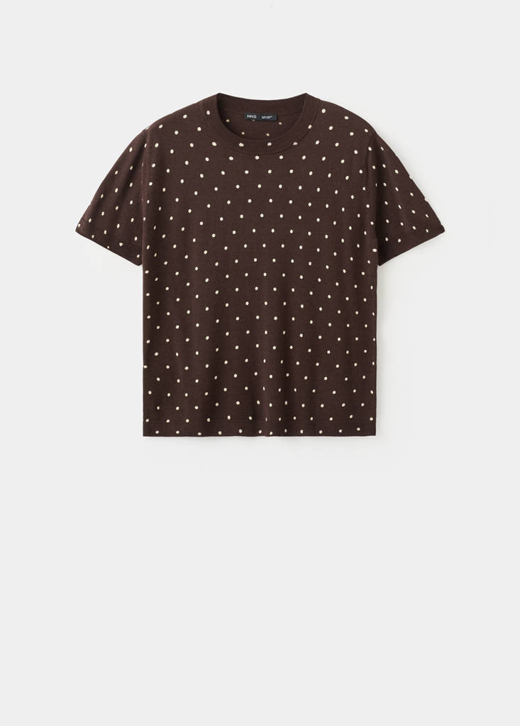 Polka-dot knitted sweater — Chocolate