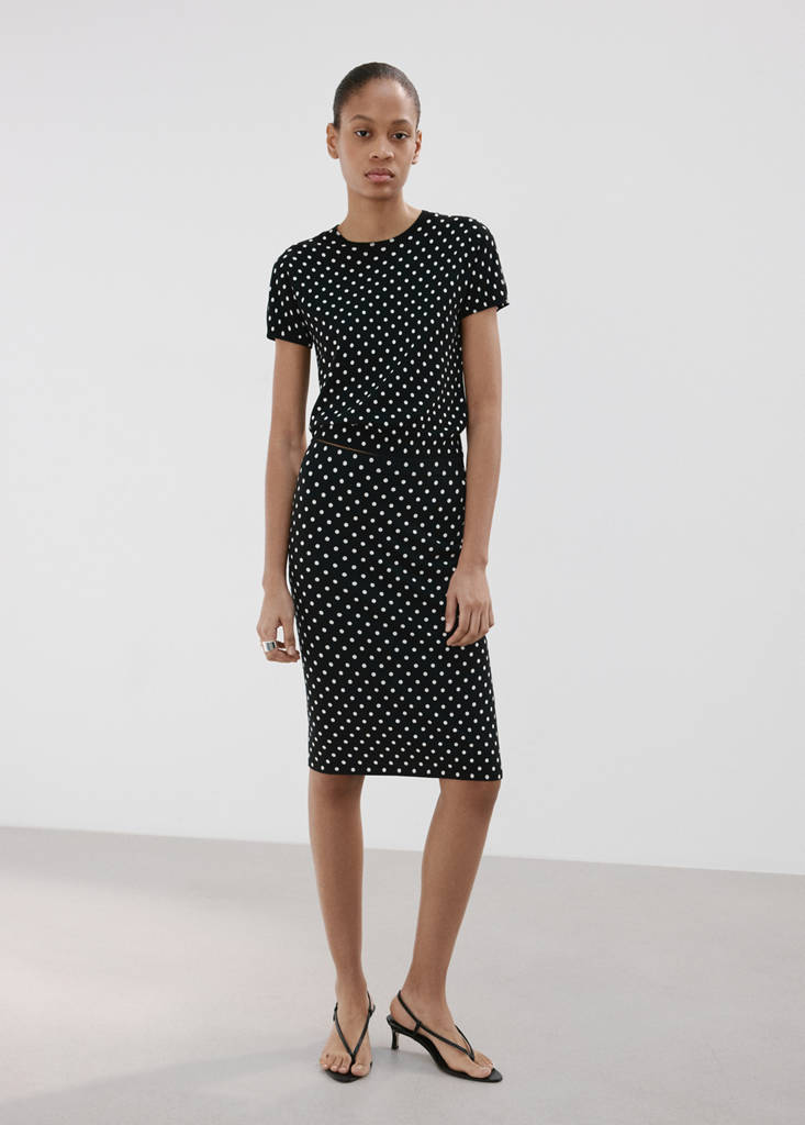 Polka-dot knitted sweater — Black