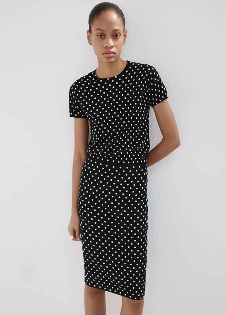 Polka-dot knitted sweater — Black