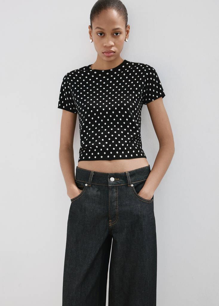 Polka-dot knitted sweater — Black