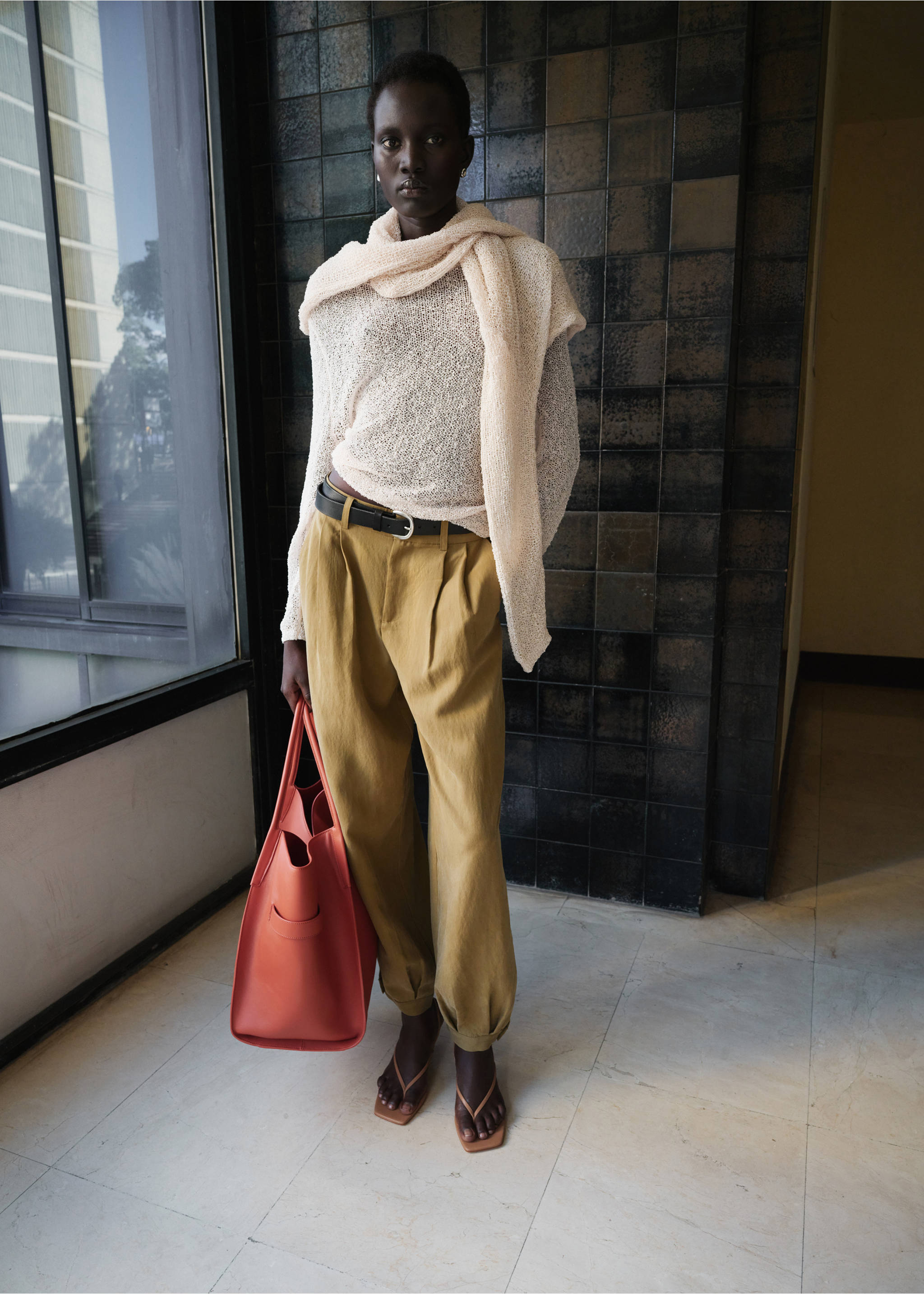 Open-knit long-sleeve jumper - General plane, Ecru. Ref: 27007155-00.