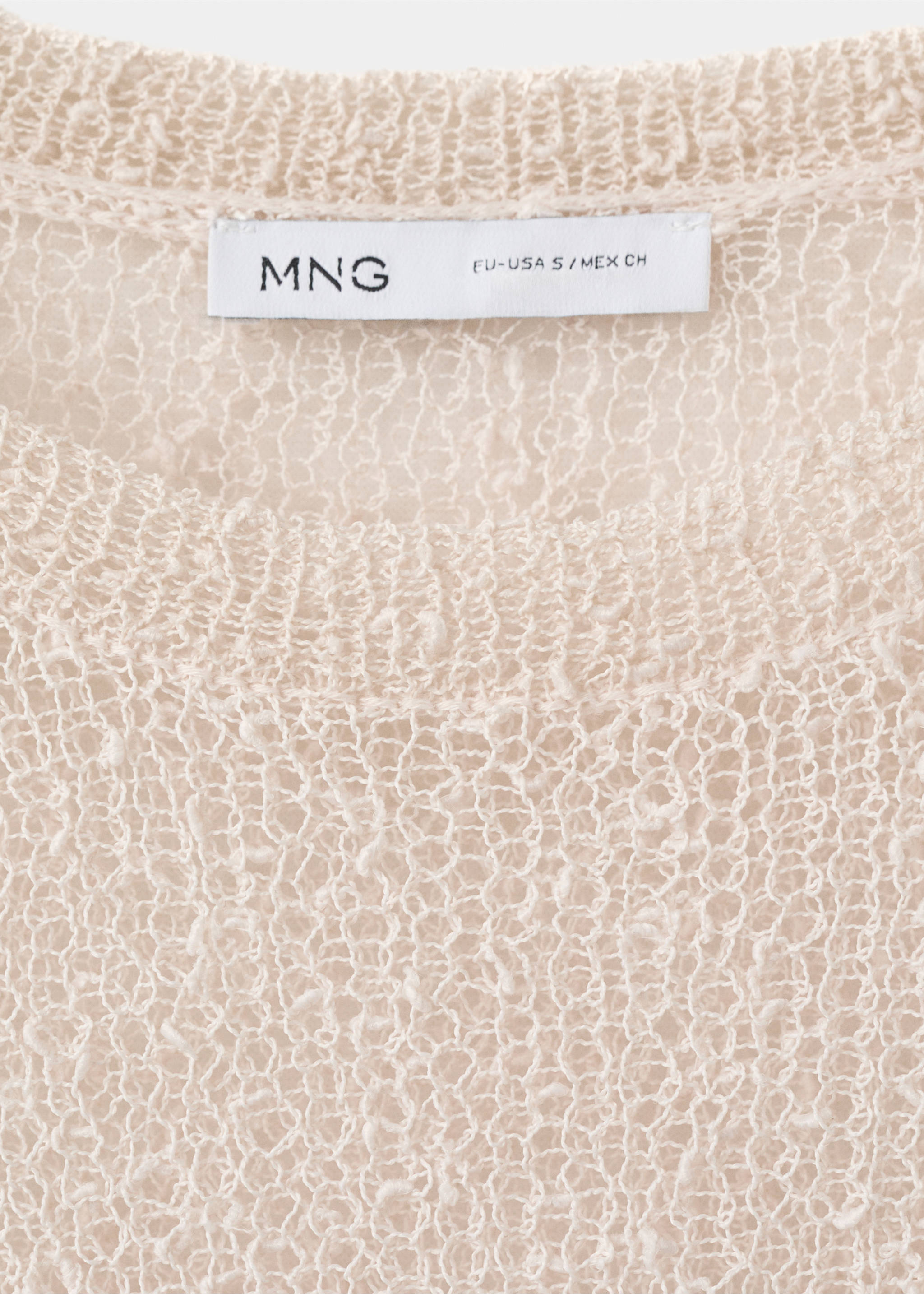 Open-knit long-sleeve jumper - Details of the article 8, Ecru. Ref: 27007155-00.