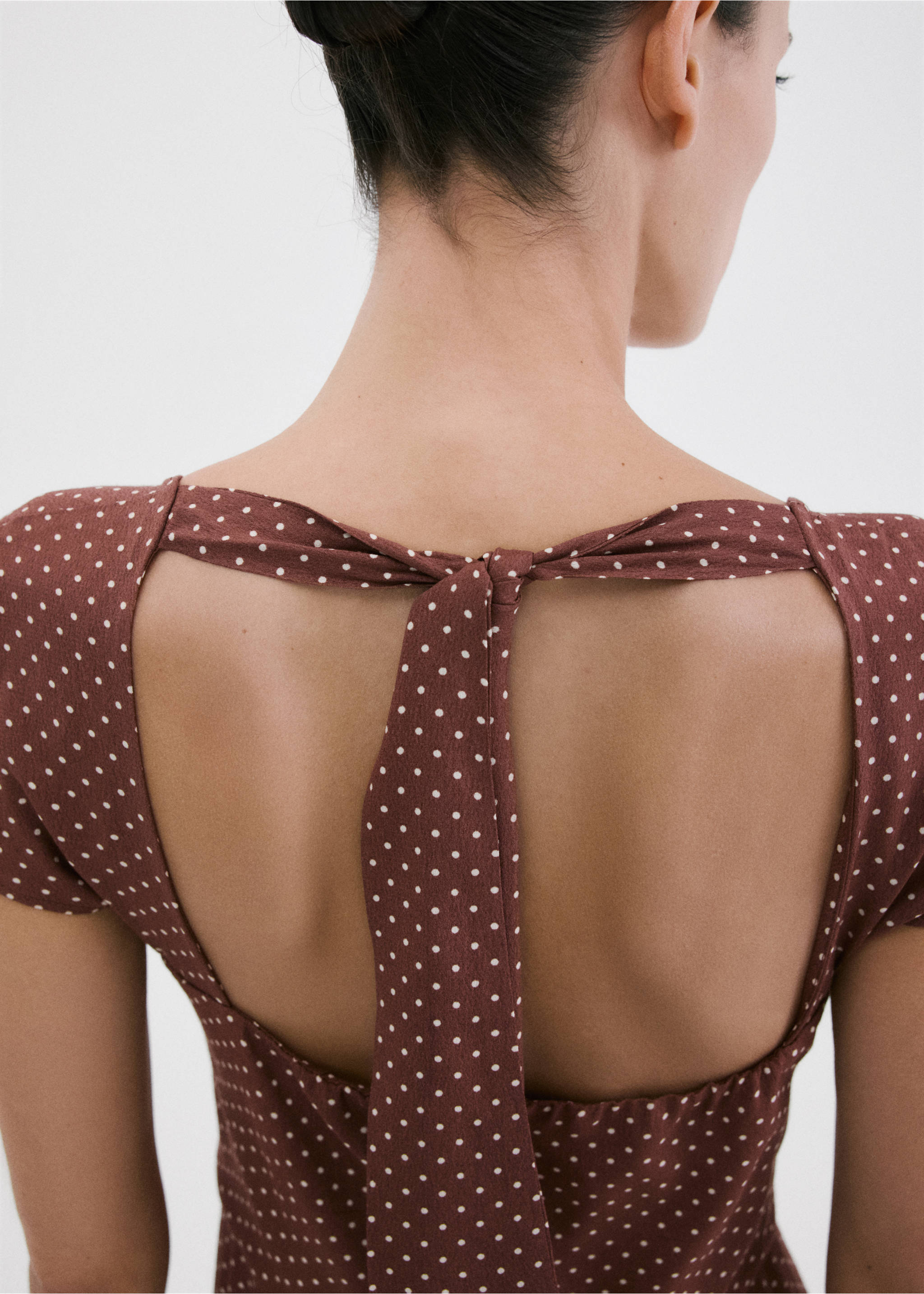 Robe à pois évasée - Détail de l'article 1, Chocolat. Ref: 27007156-00.