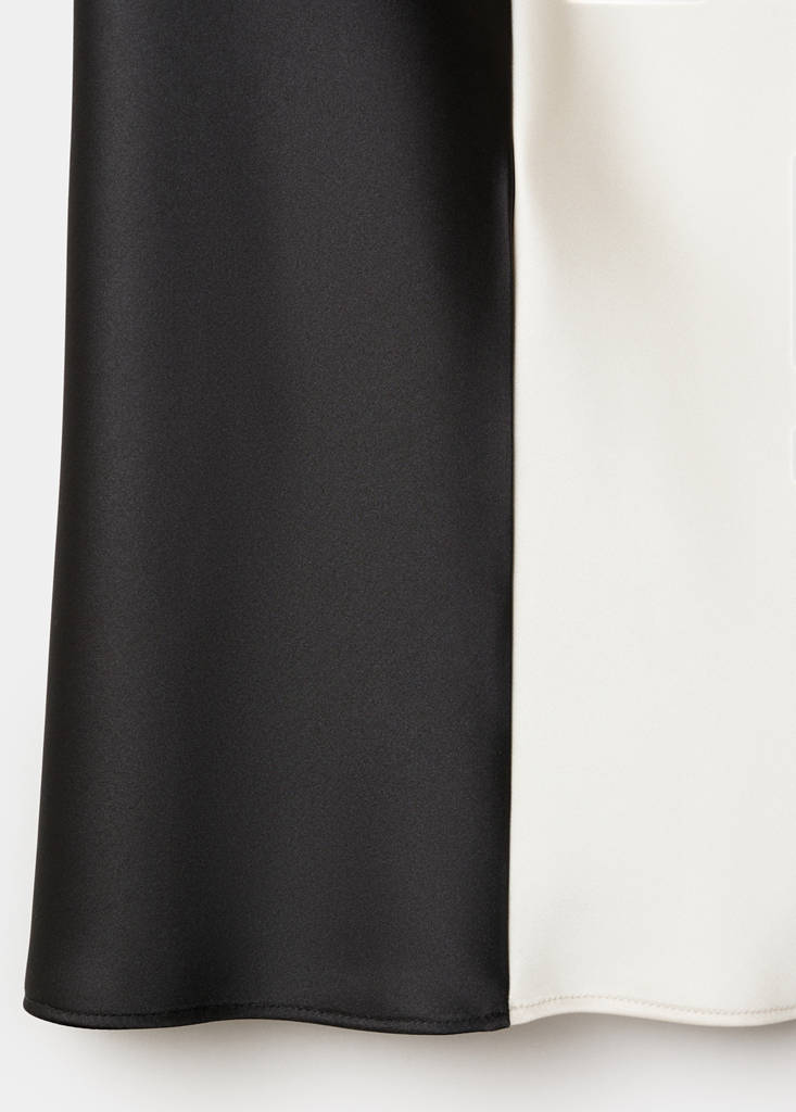 Two-tone satin dress — Ecru