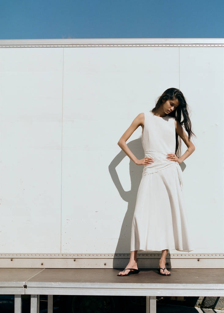 Handkerchief A-line dress — Ecru
