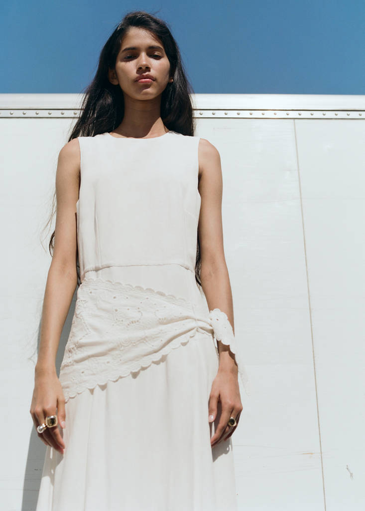 Handkerchief A-line dress — Ecru