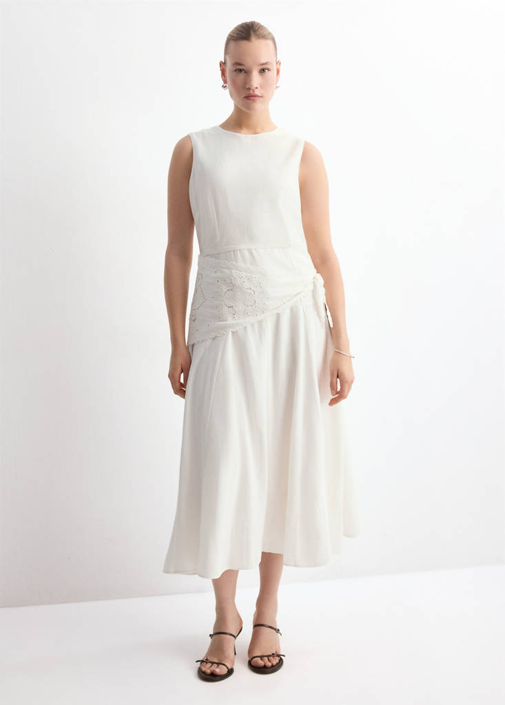 Handkerchief A-line dress — Ecru