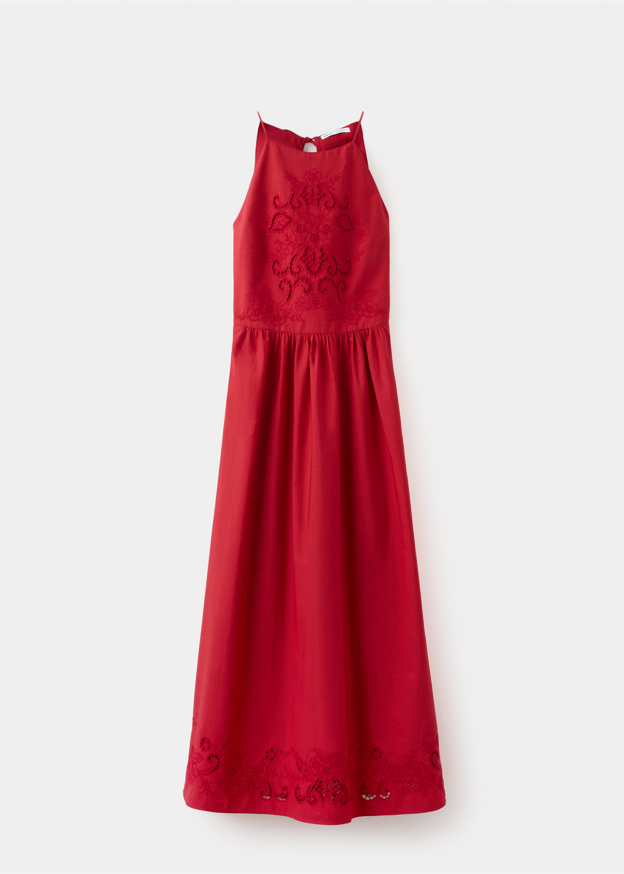 Cotton dress with openwork embroidery - Article without model, Red. Ref: 27007159-00.