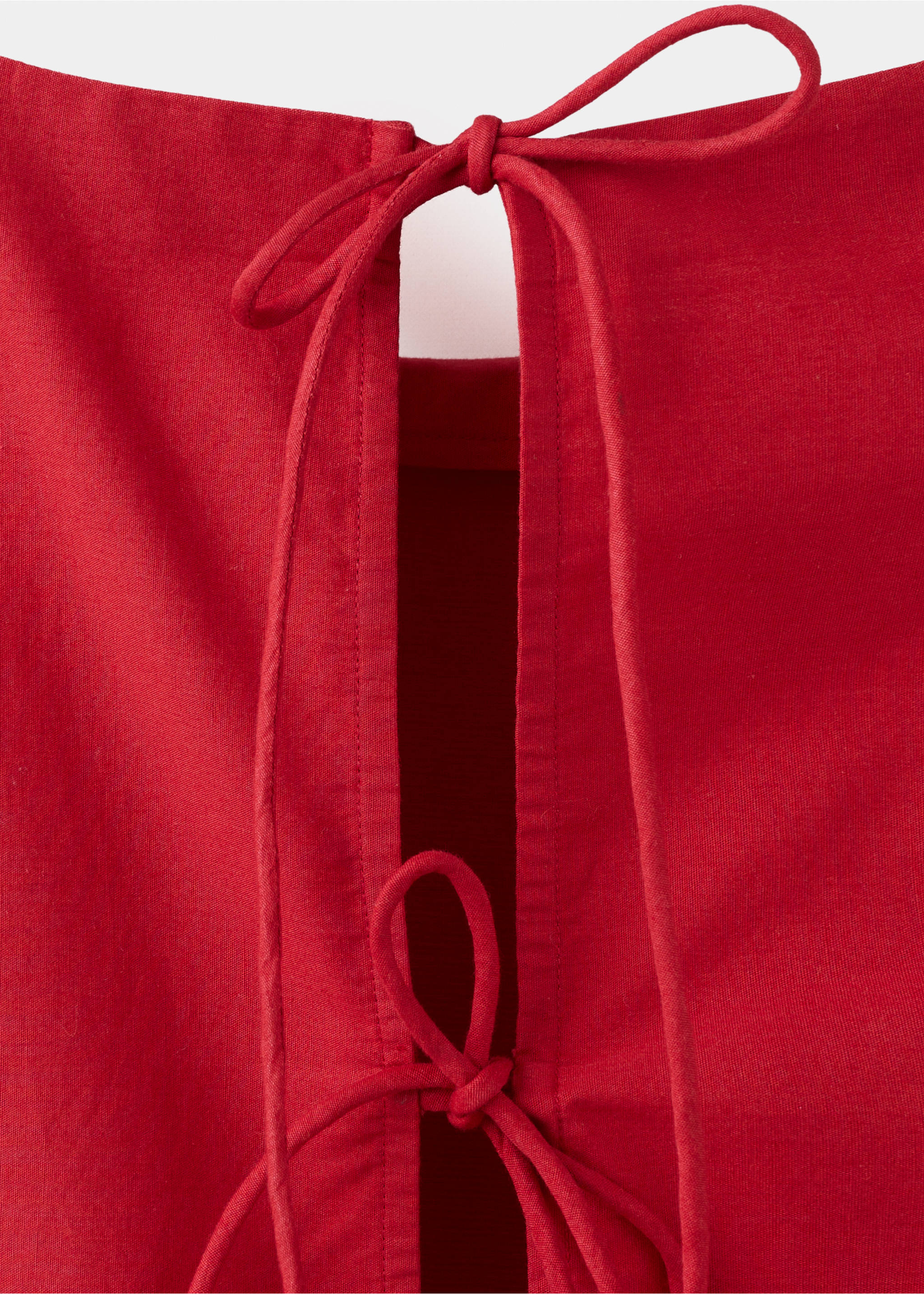 Cotton dress with openwork embroidery - Details of the article 0, Red. Ref: 27007159-00.