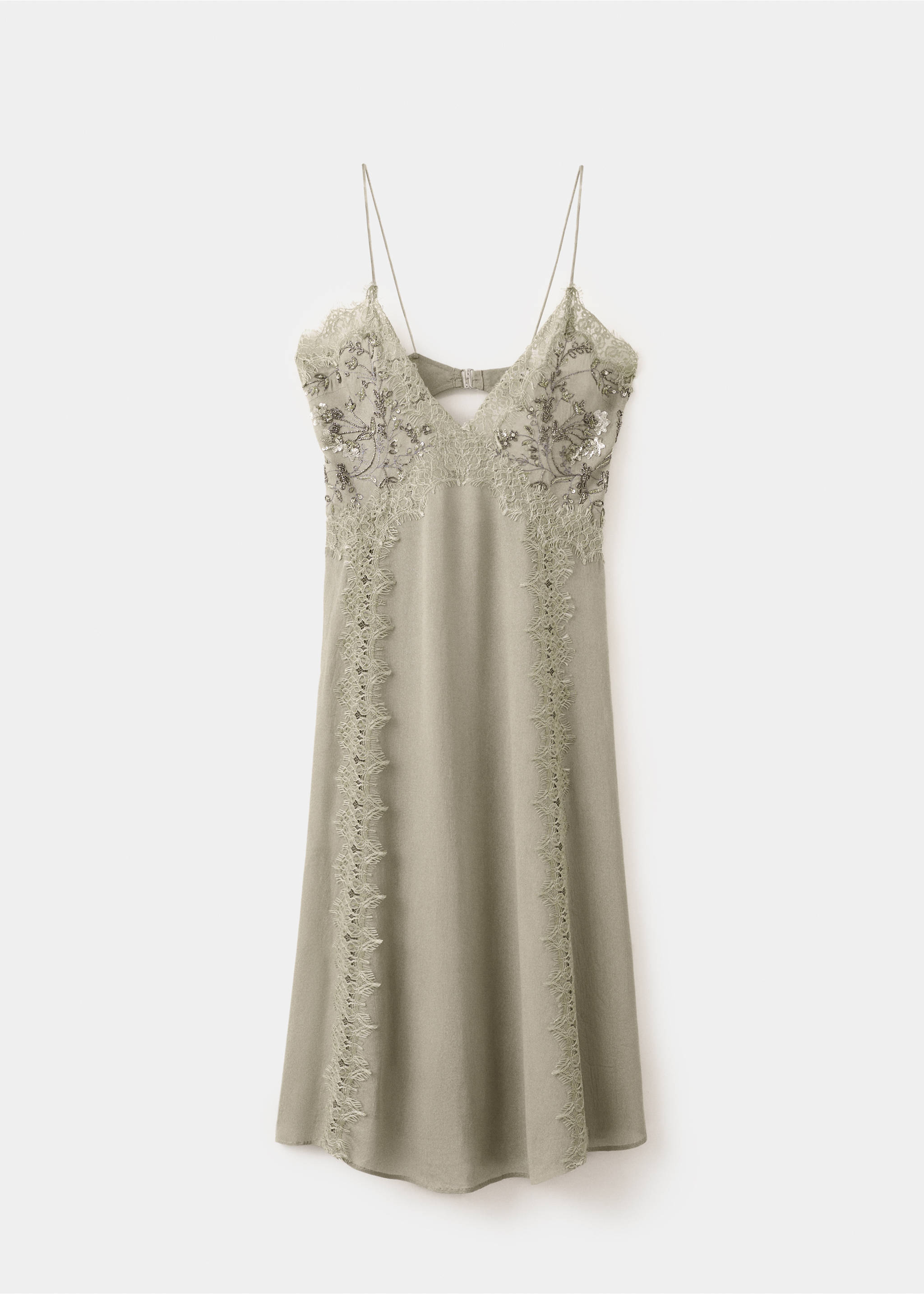 Embroidery bead dress - Article without model, Pastel Green. Ref: 27007160-00.