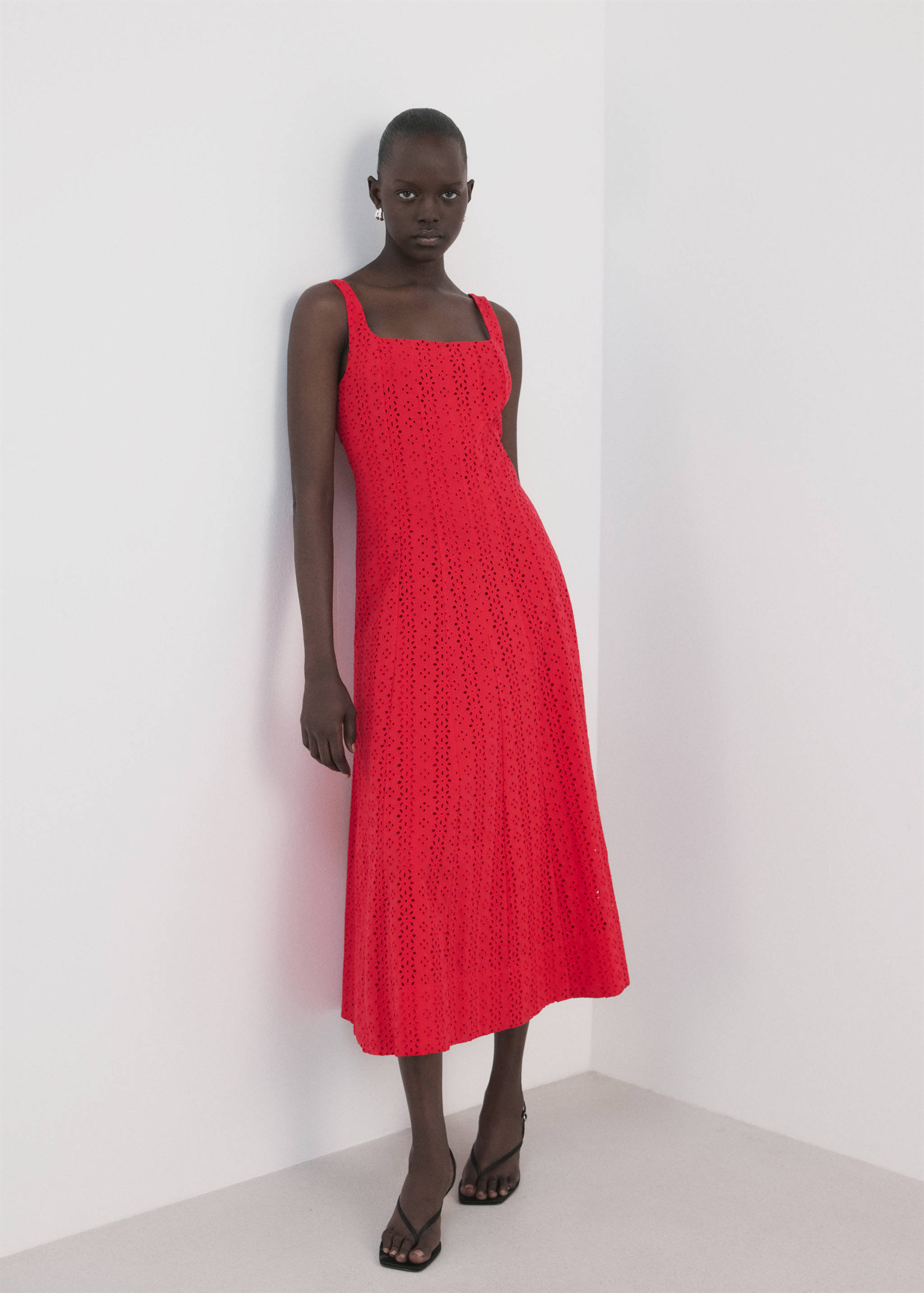 Embroidered cutwork A-line dress - General plane