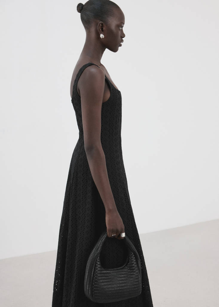 A-line dress with openwork embroidery