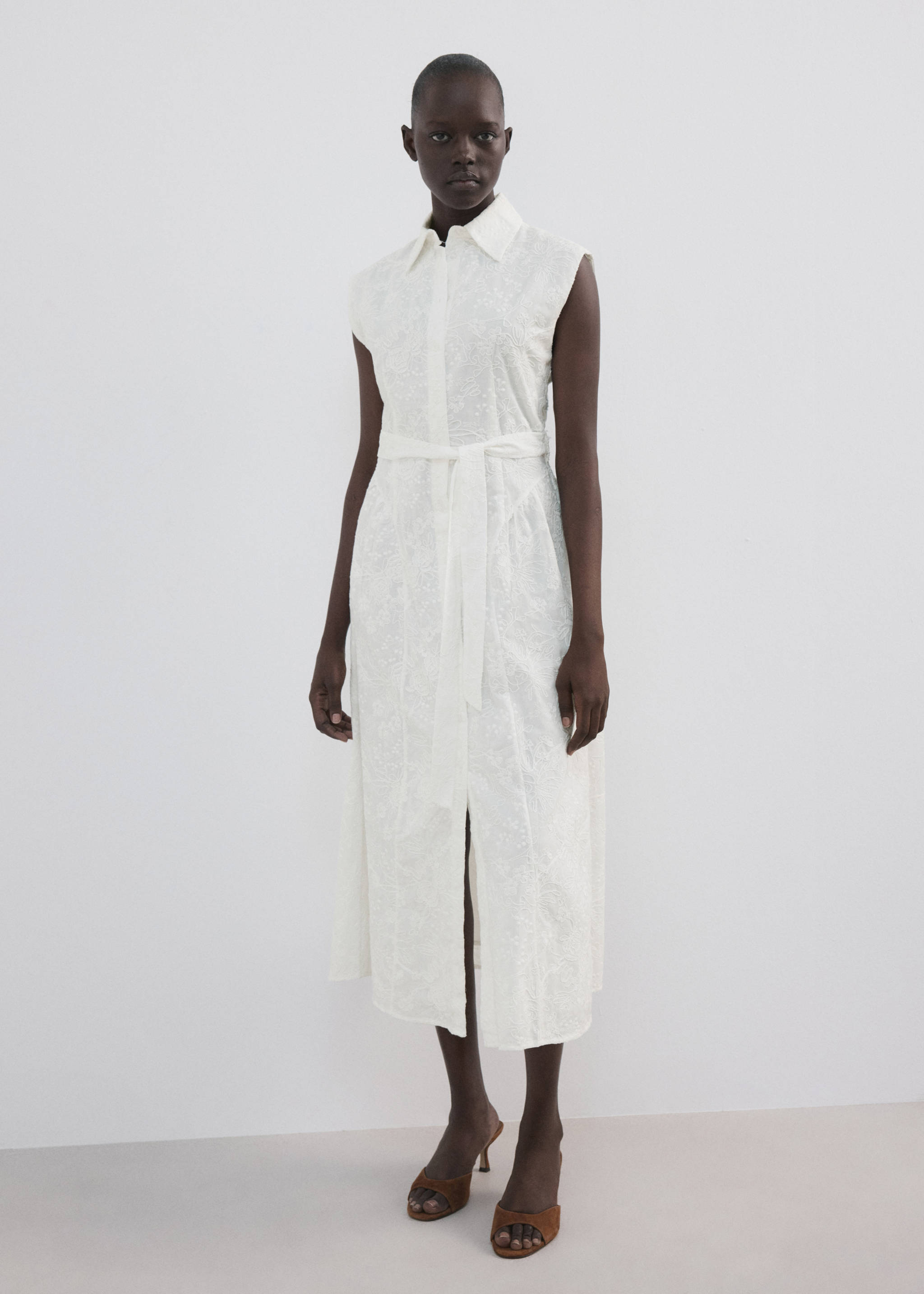 Embroidered belt dress - General plane
