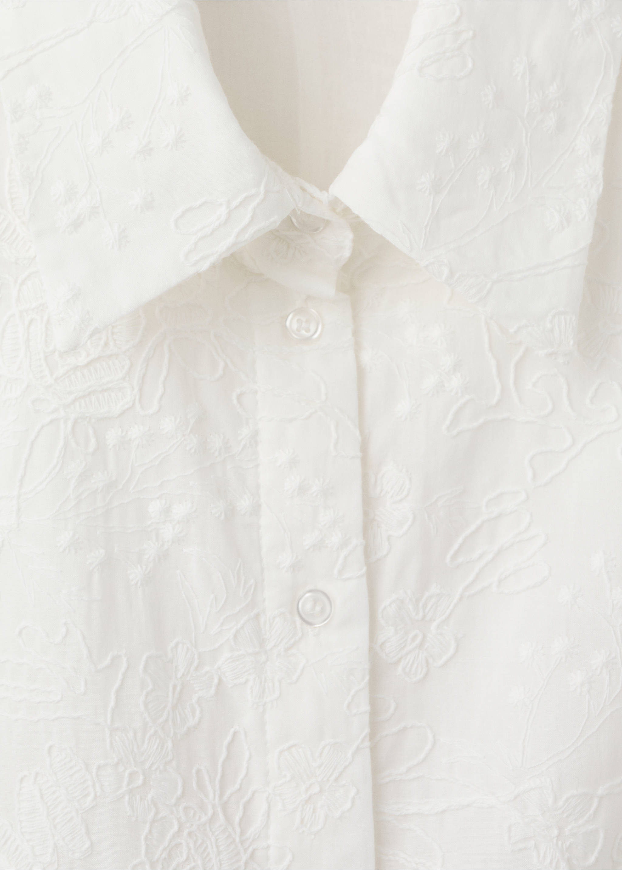 Embroidered belt dress - Details of the article 8, Ecru. Ref: 27007164-00.