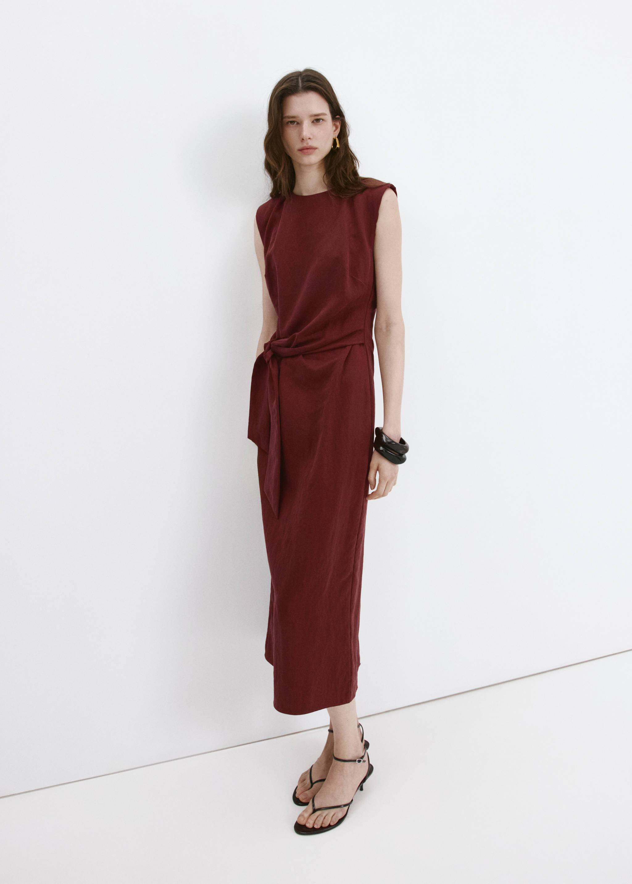 Lyocell dress with knot detail - General plane