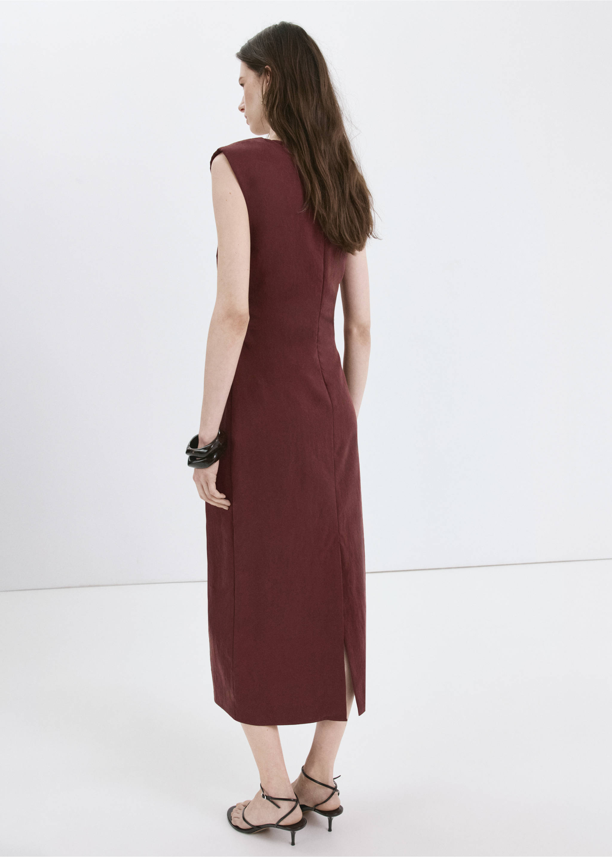 Lyocell dress with knot detail - Reverse of the article, Wine. Ref: 27007165-01.