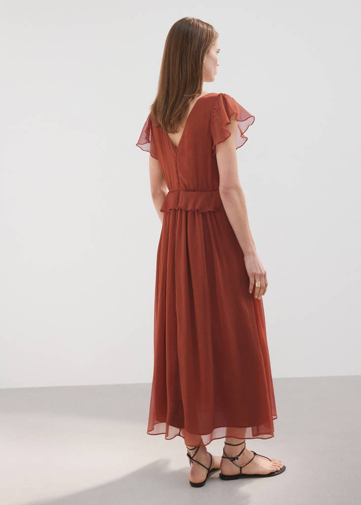 Long ruffled dress — Burnt Orange