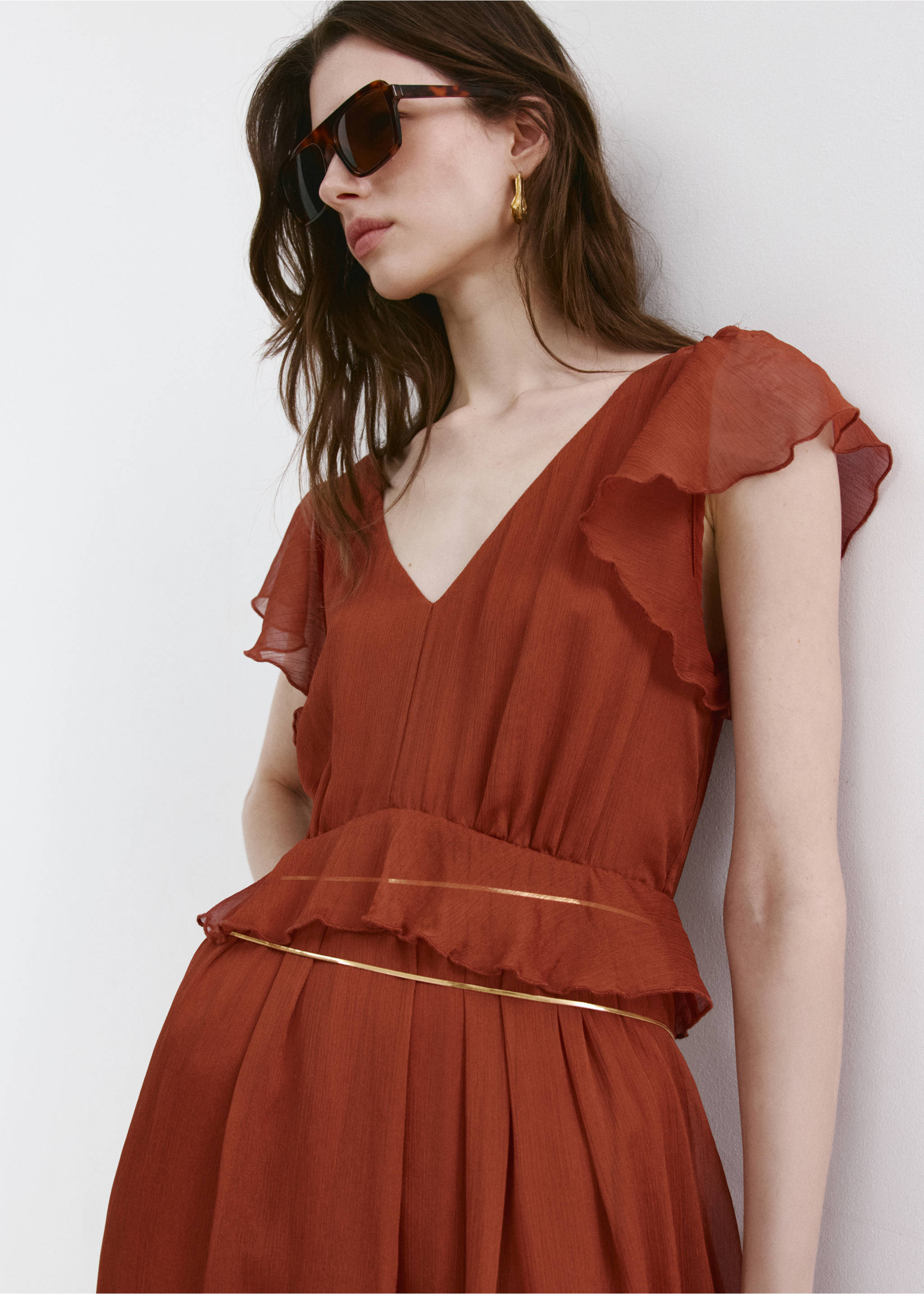 Robe longue à volants - Détail de l'article 1, Orange brûlé. Ref: 27007167-01.