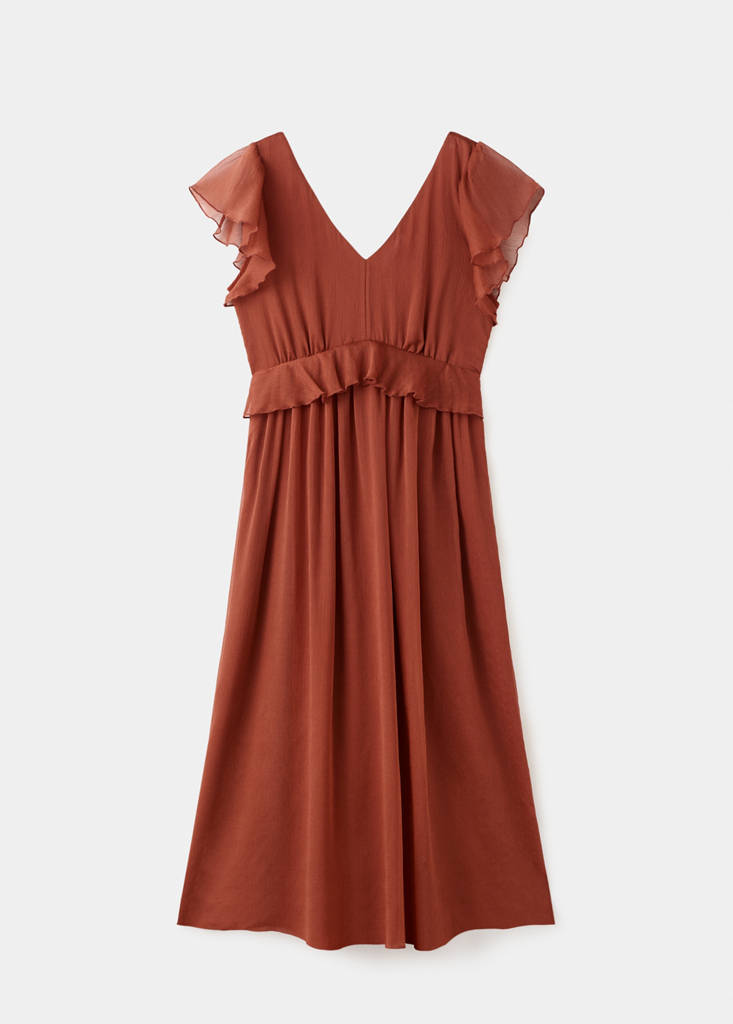 Long ruffled dress — Burnt Orange