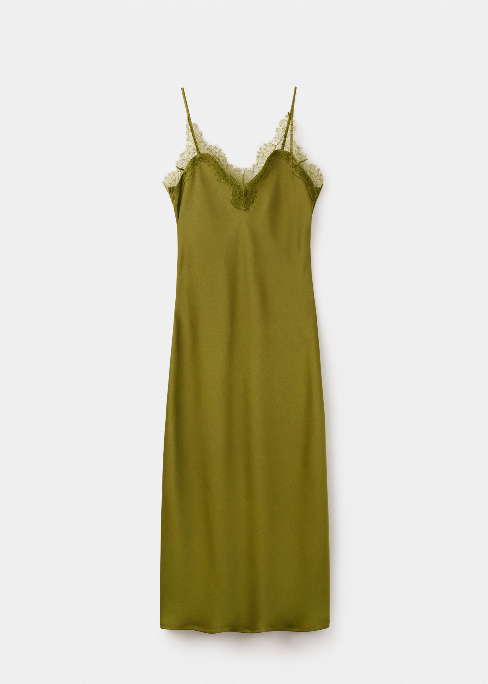 Vestido lencero satinado - Artículo sin modelo, Verde. Ref: 27007168-00.