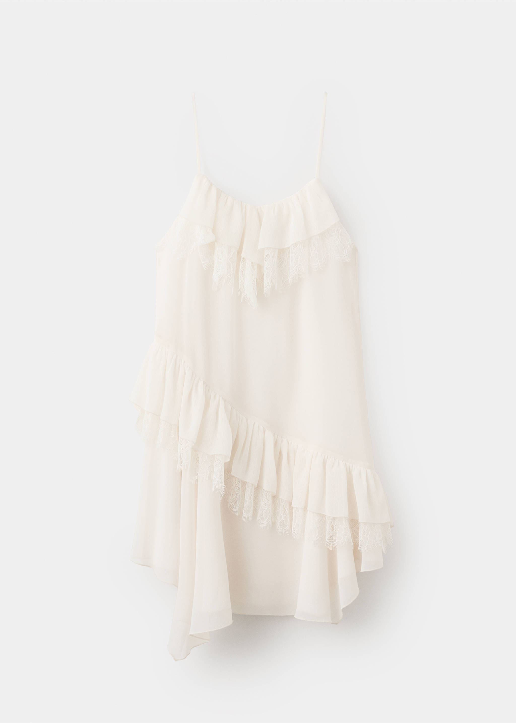 Lace ruffle dress - Article without model, Ecru. Ref: 27007169-00.