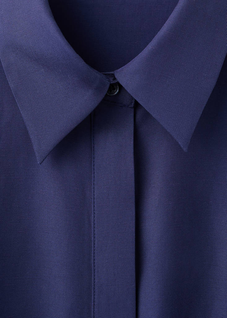 Lyocell belted shirt dress — Dark Navy