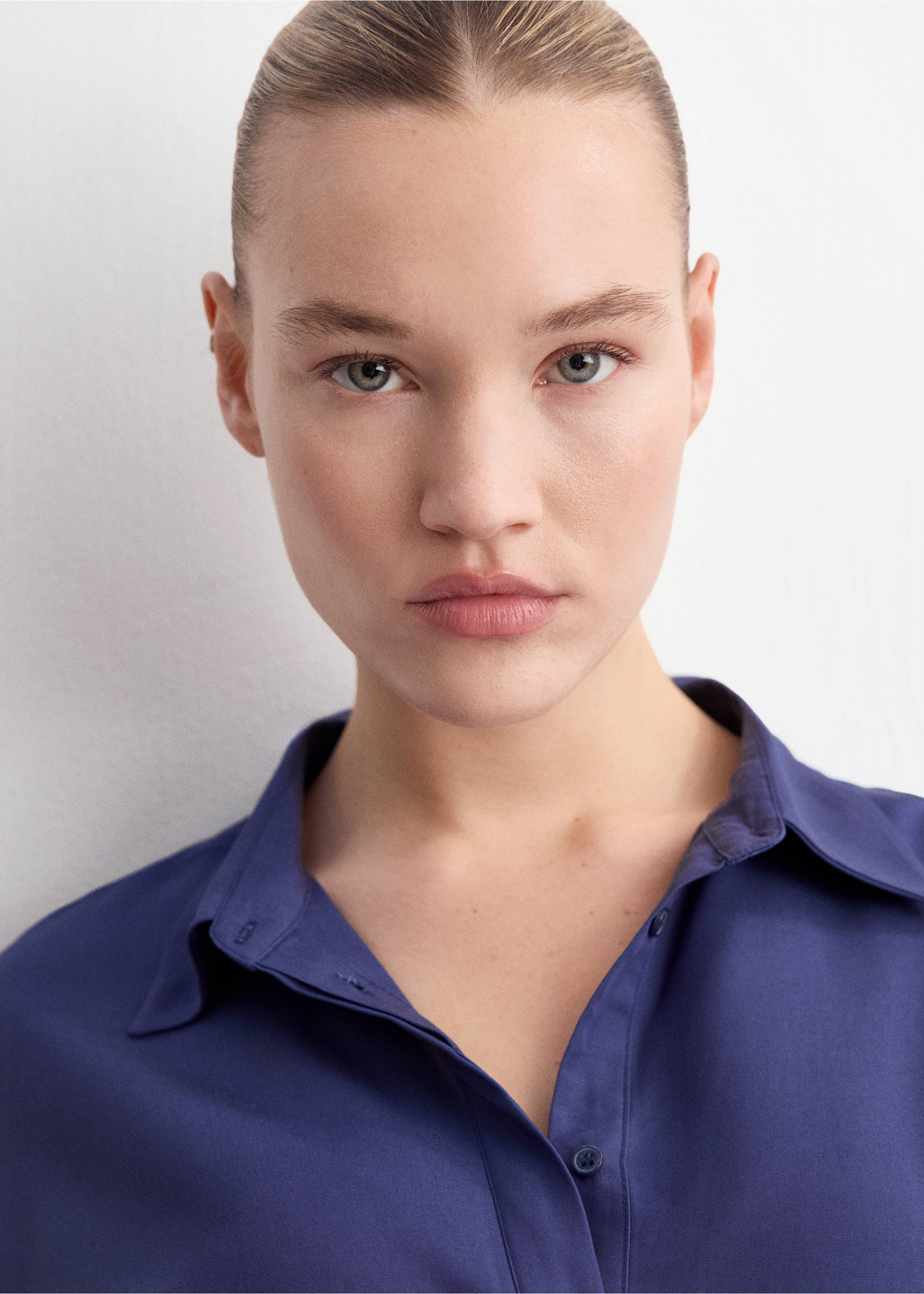 Vestido camisero cinturón lyocell - Detalle del artículo 4, Azul marino oscuro. Ref: 27007170-00.