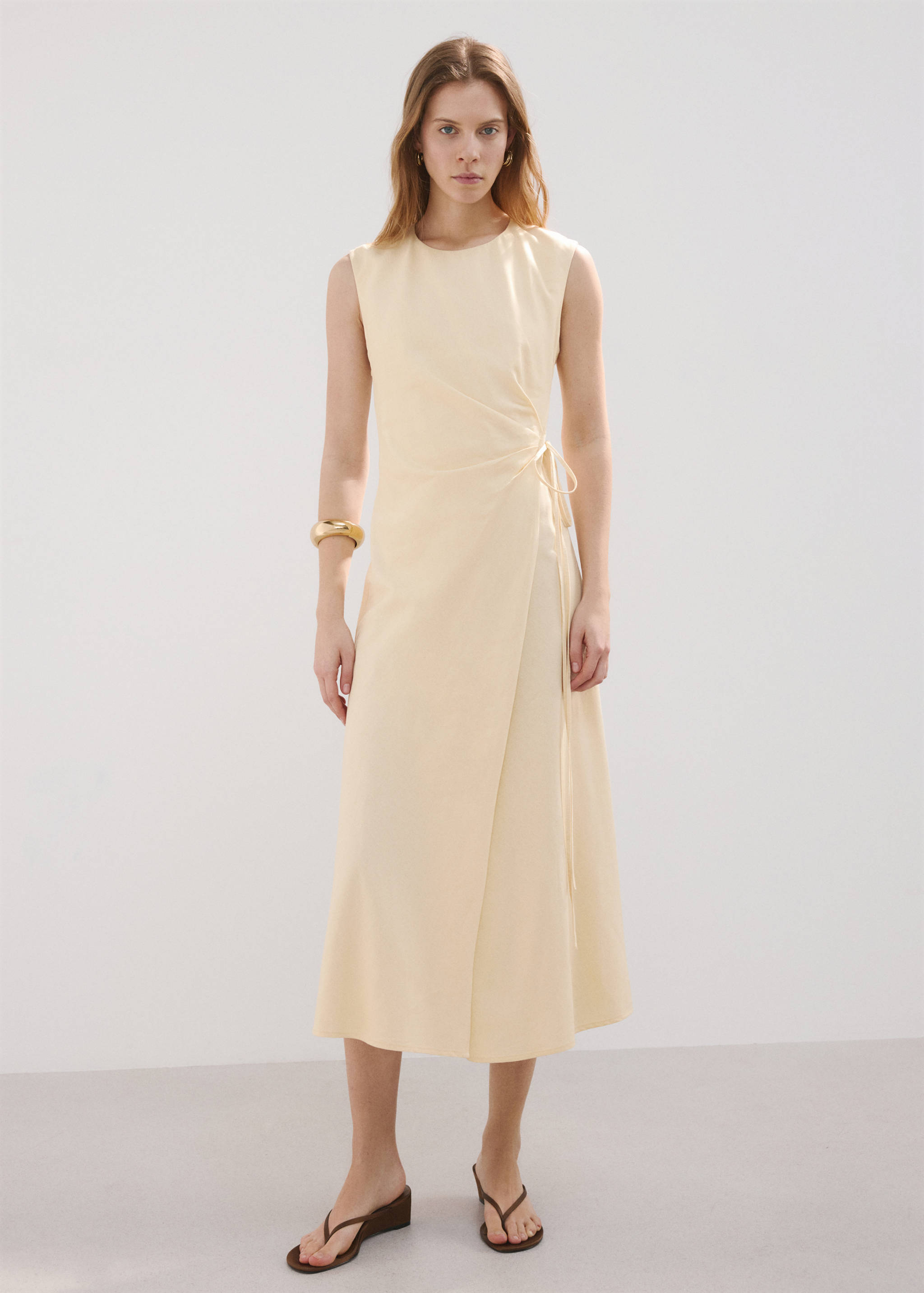 Wrap midi-dress with knot - General plane