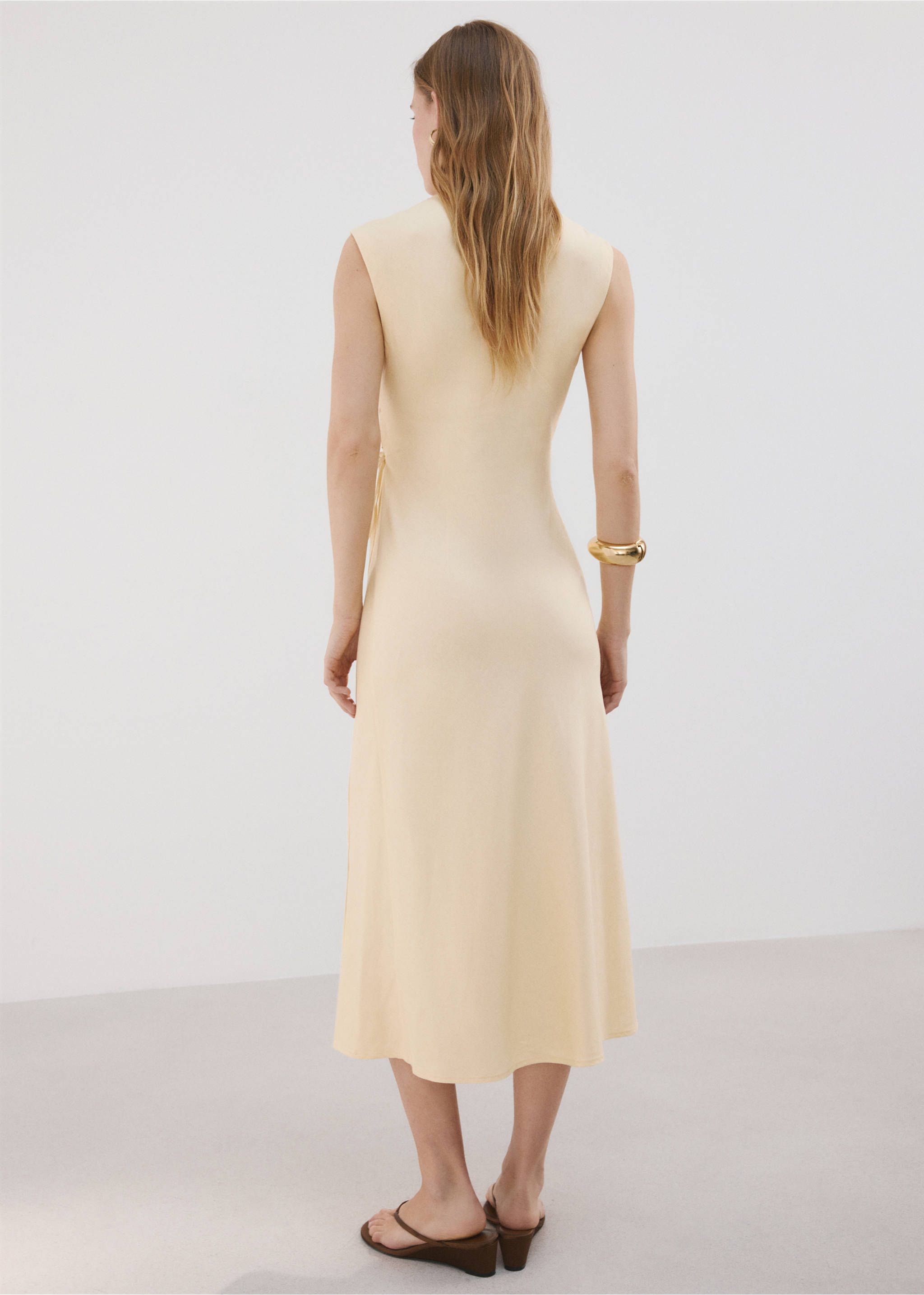 Wrap midi-dress with knot - Reverse of the article, Vanilla. Ref: 27007171-00.