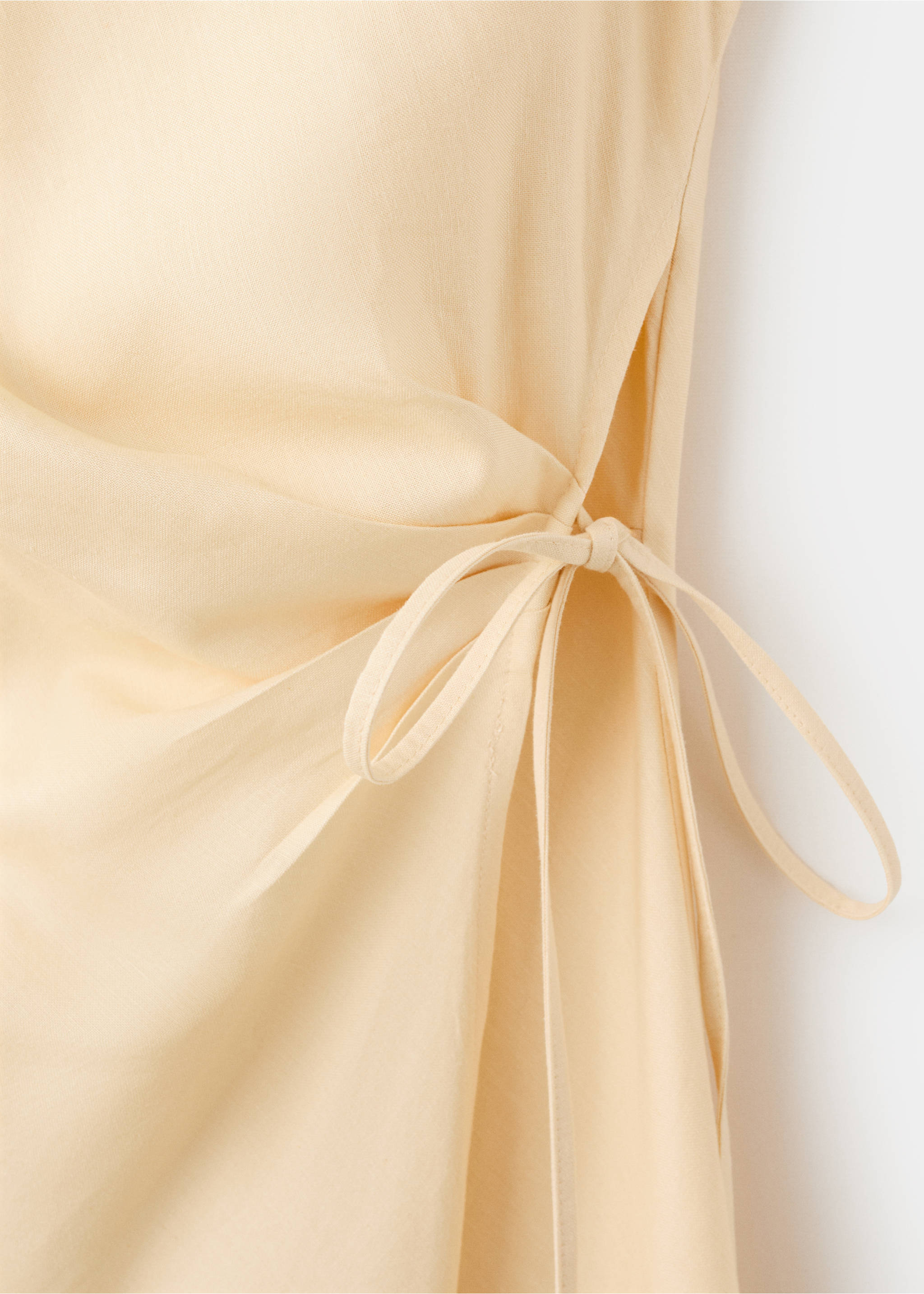Wrap midi-dress with knot - Details of the article 0, Vanilla. Ref: 27007171-00.