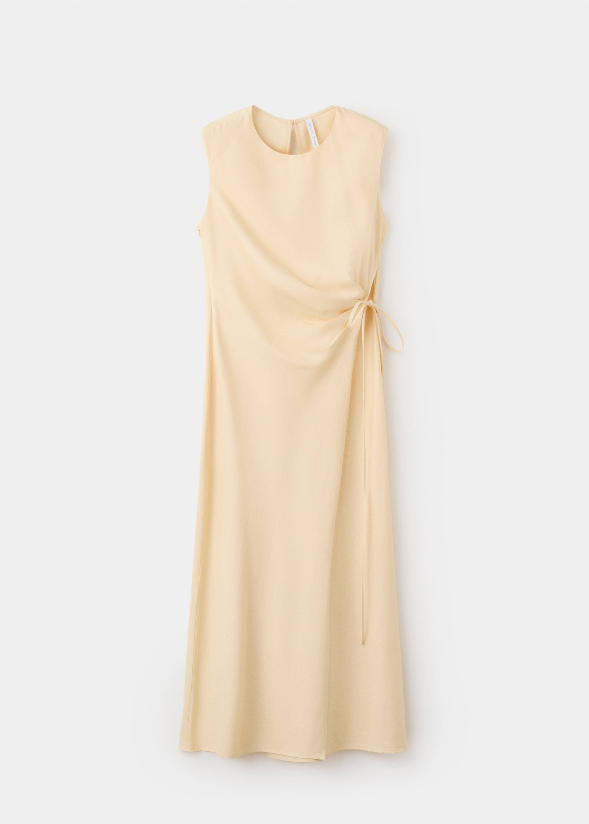 Crossed linen-blend dress - Article without model, Vanilla. Ref: 27007171-00.