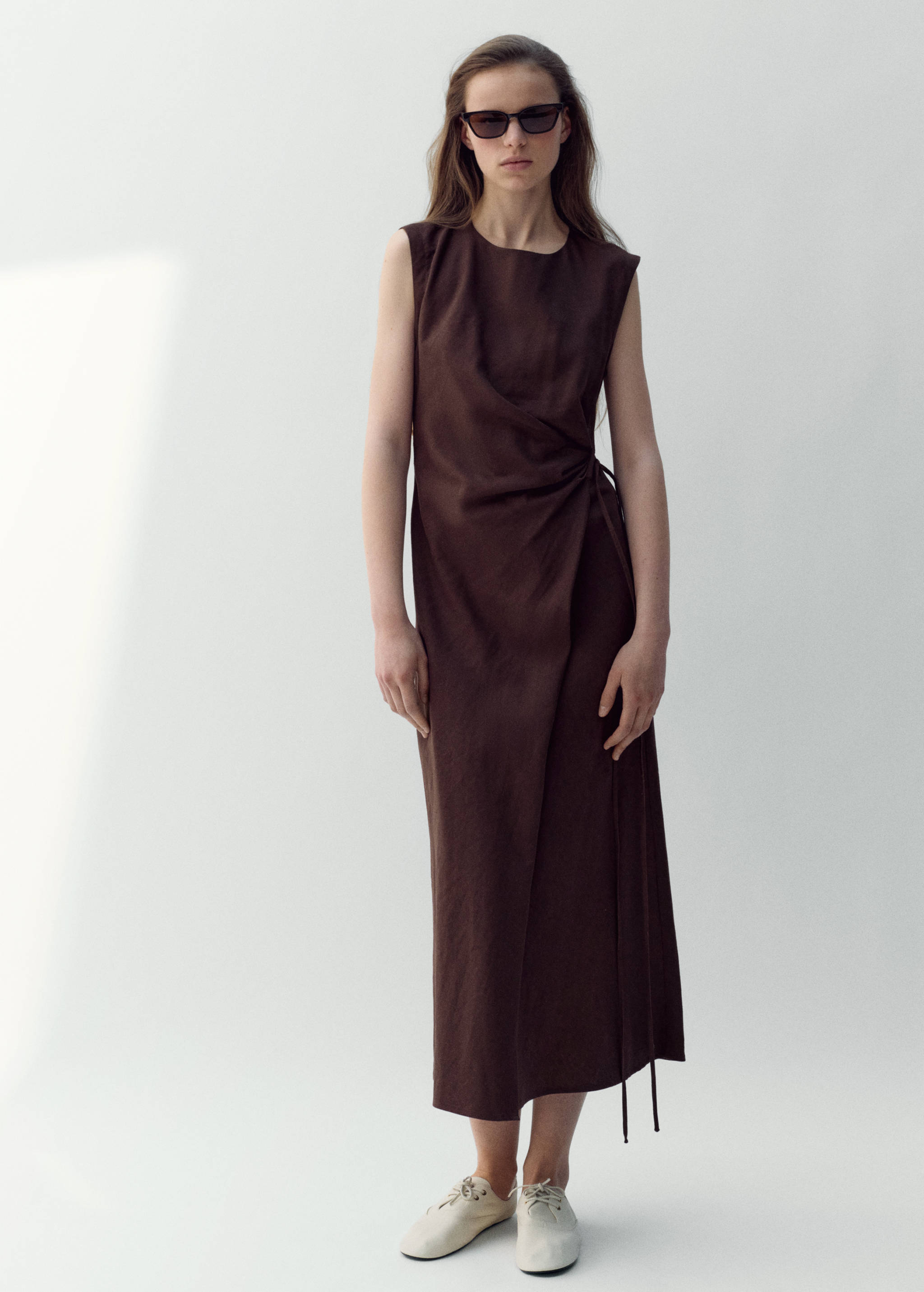 Wrap midi-dress with knot - General plane