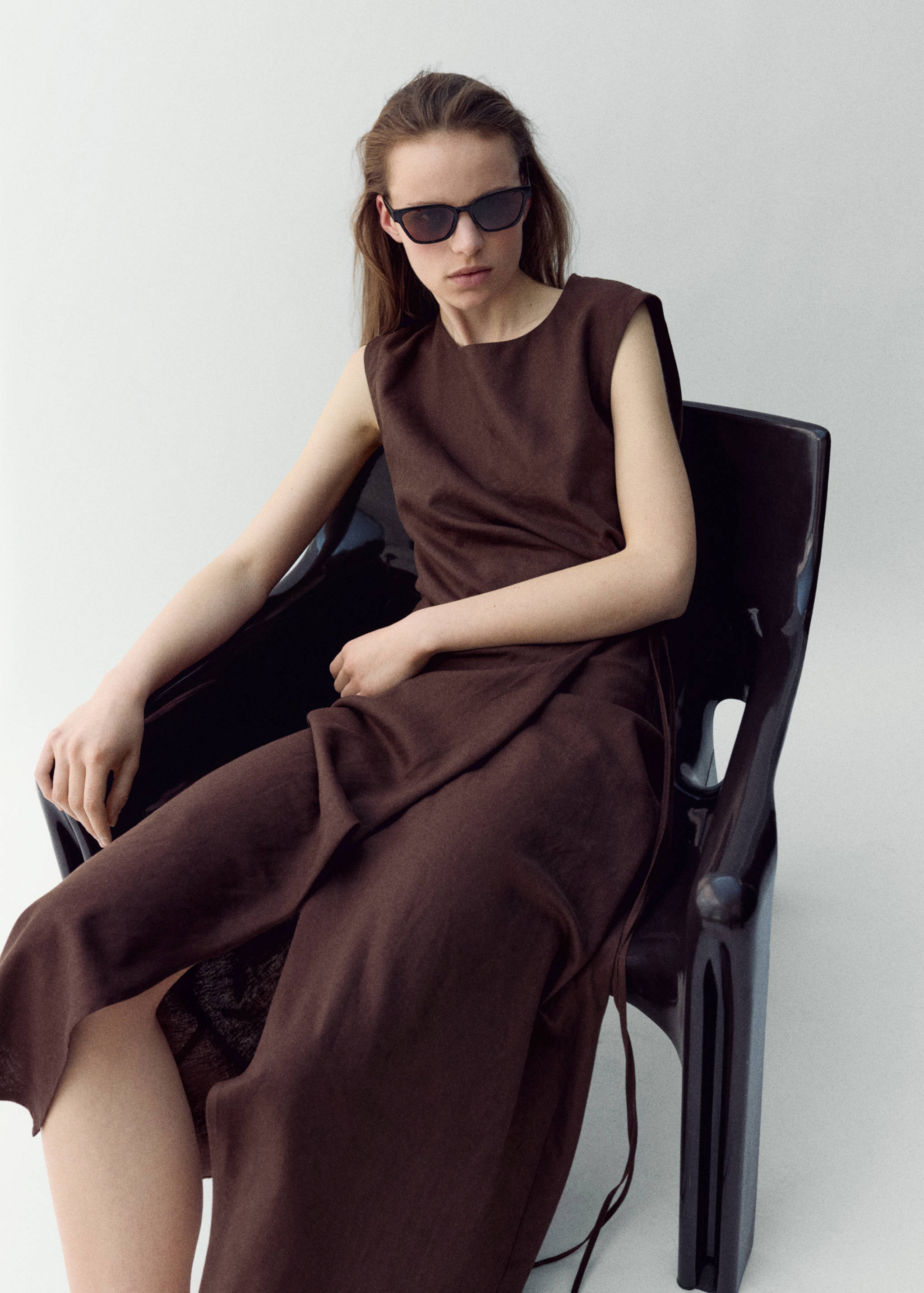 Wrap midi-dress with knot - Medium plane