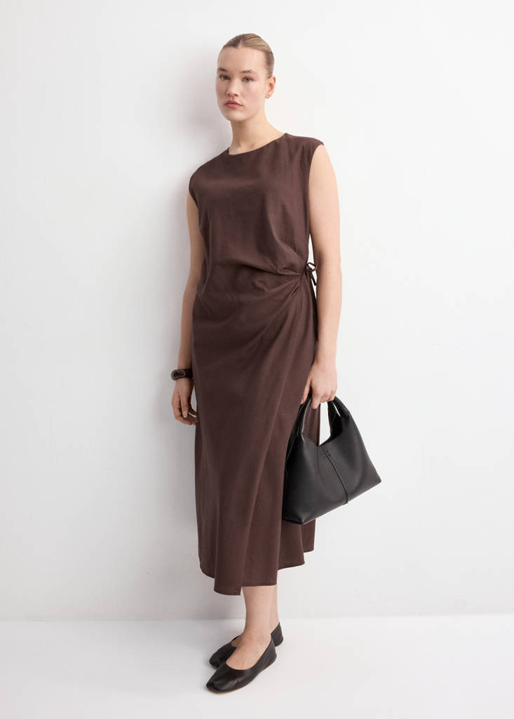 mango brown linen dress Casual Wear High Quality Lily Brunch Dress for Women at House of Fett