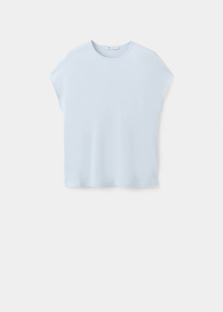 Short-sleeved cotton-blend t-shirt — Sky Blue