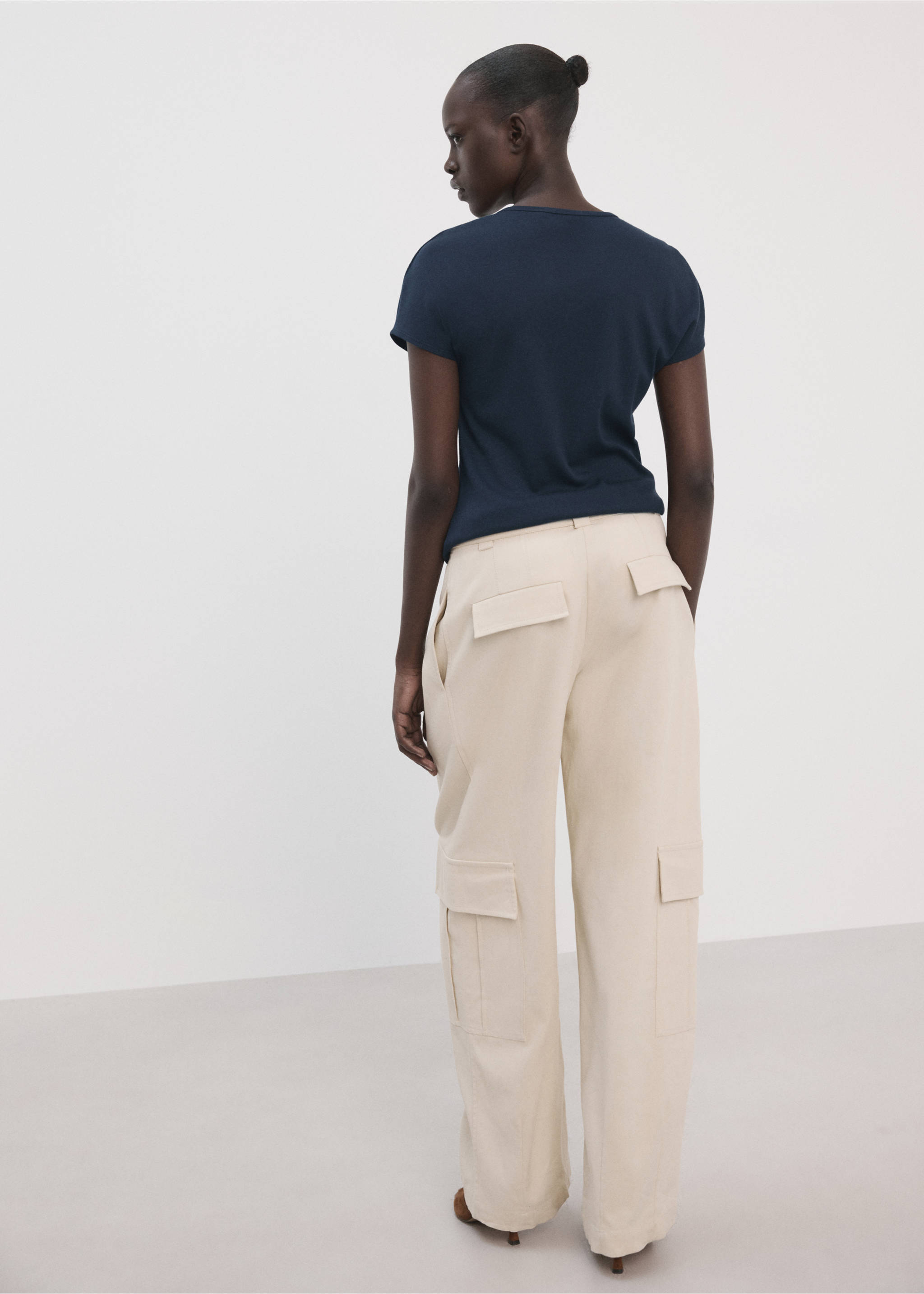Camiseta mezcla algodón manga corta - Reverso del artículo, Azul marino. Ref: 27007805-00.