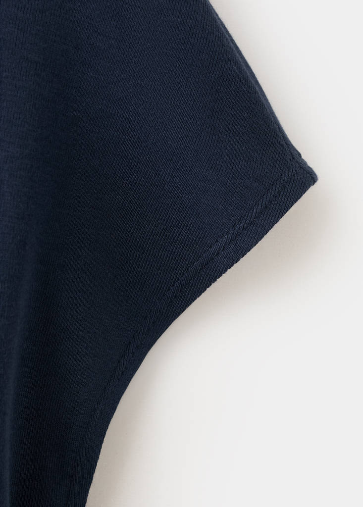 Short-sleeved cotton-blend t-shirt — Navy