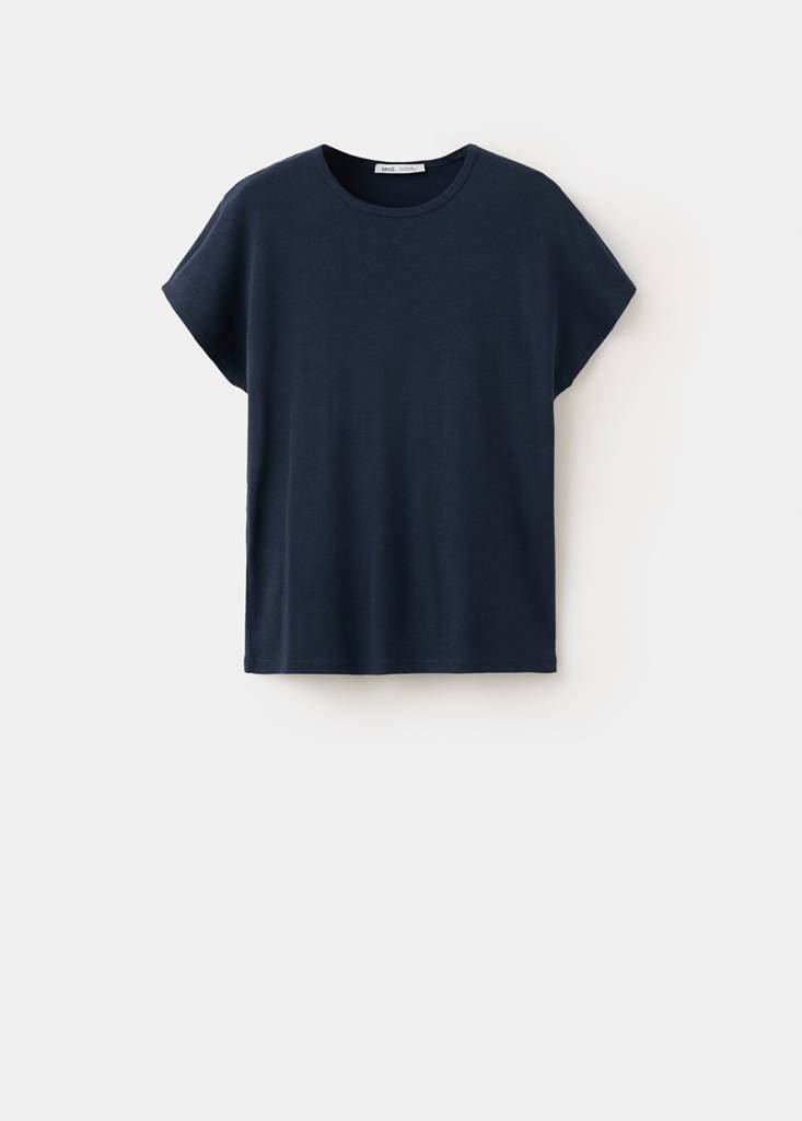 Short-sleeved cotton-blend t-shirt — Navy