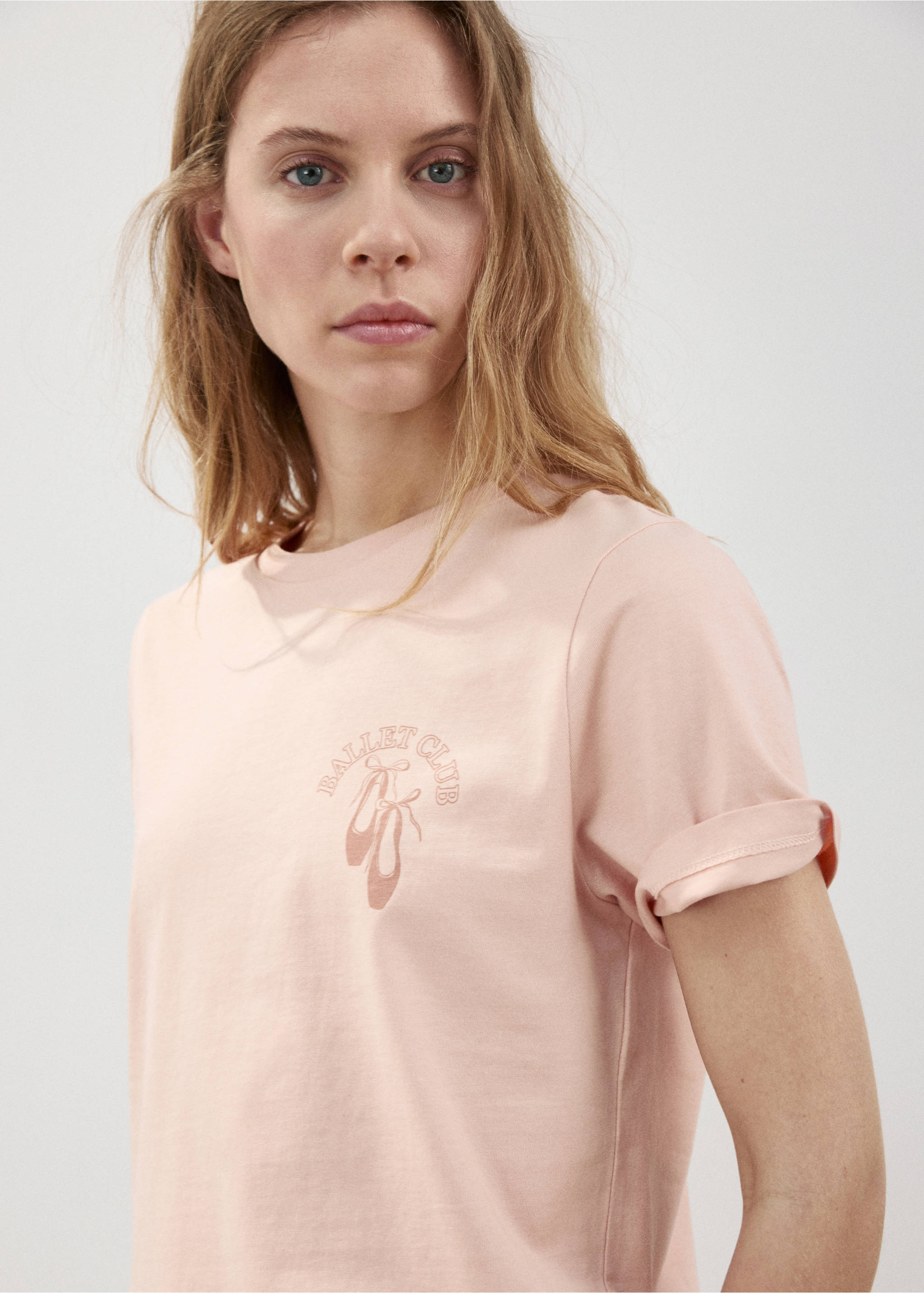 T-shirt imprimé manches courtes - Plan moyen, Rose pastel. Ref: 27007806-00.