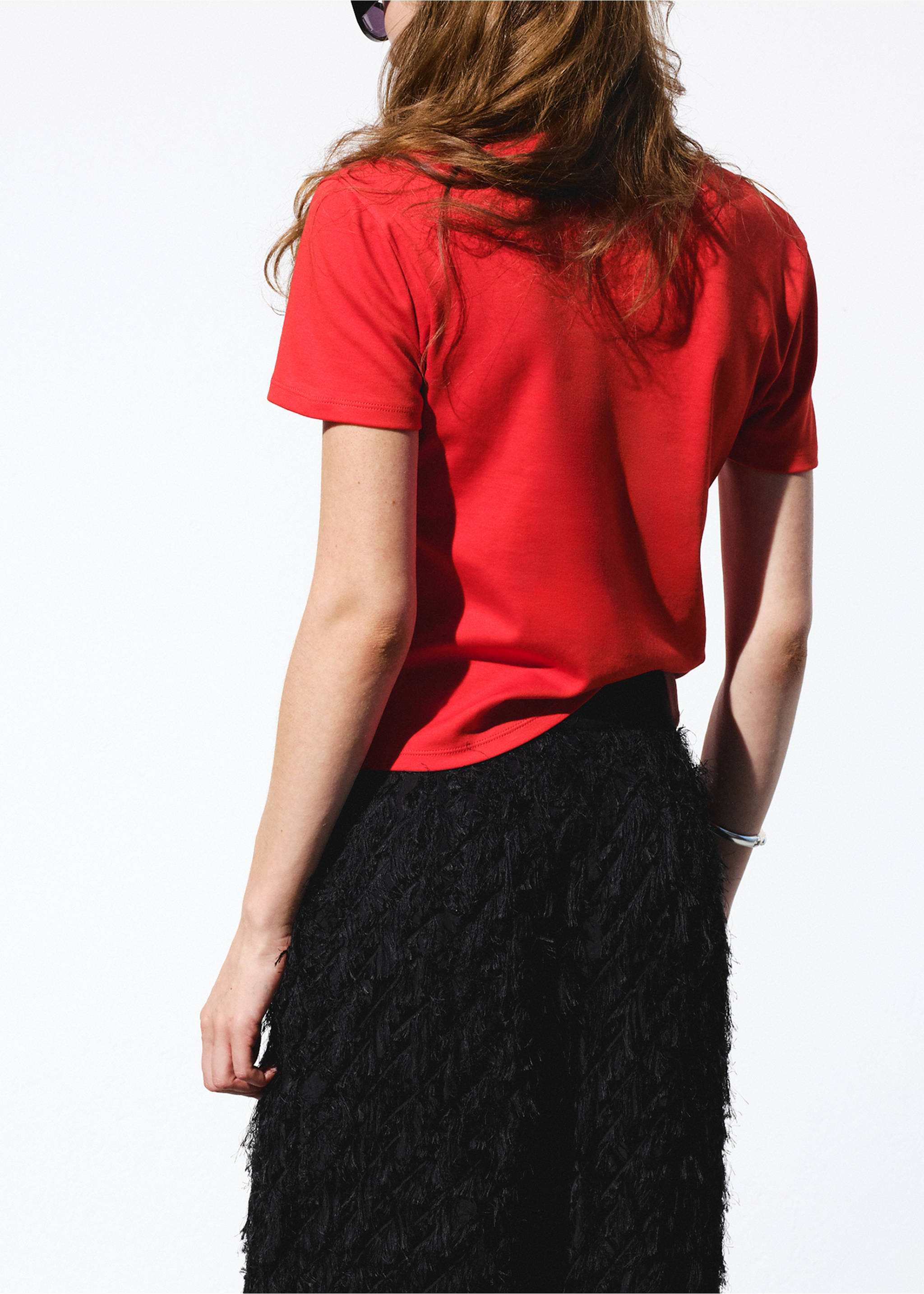 Short-sleeved cotton t-shirt - Reverse of the article, Red. Ref: 27007809-00.