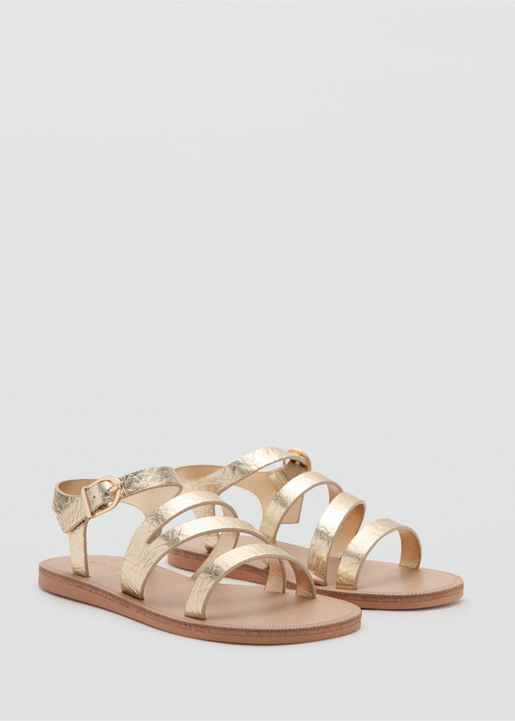 Metallic straps sandals - Medium plane, Gold. Ref: 27007894-00.