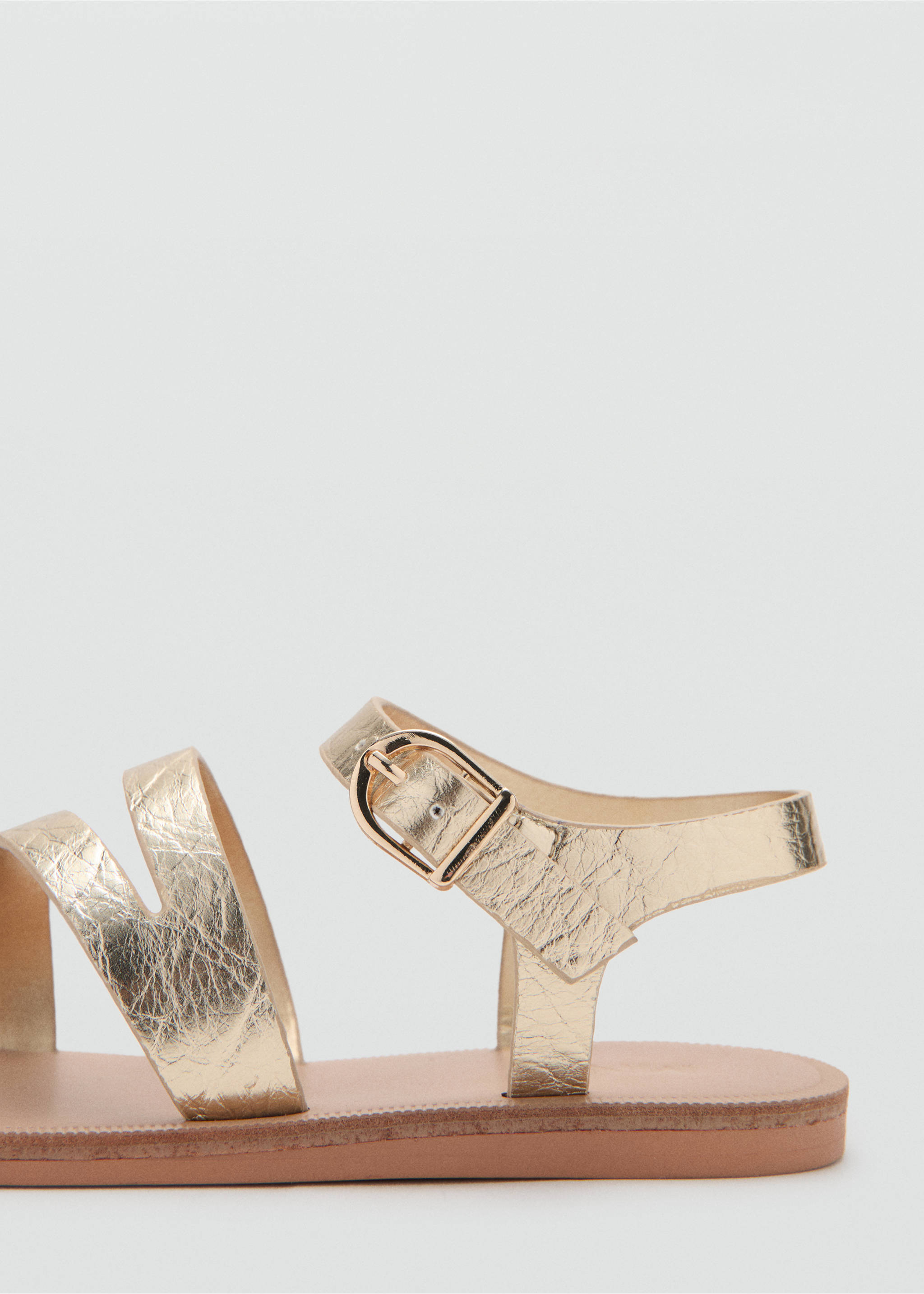 Metallic straps sandals - Details of the article 1, Gold. Ref: 27007894-00.
