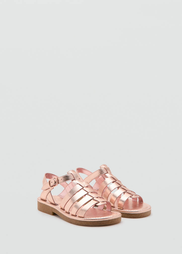 Metallic strappy sandals — Pale Pink