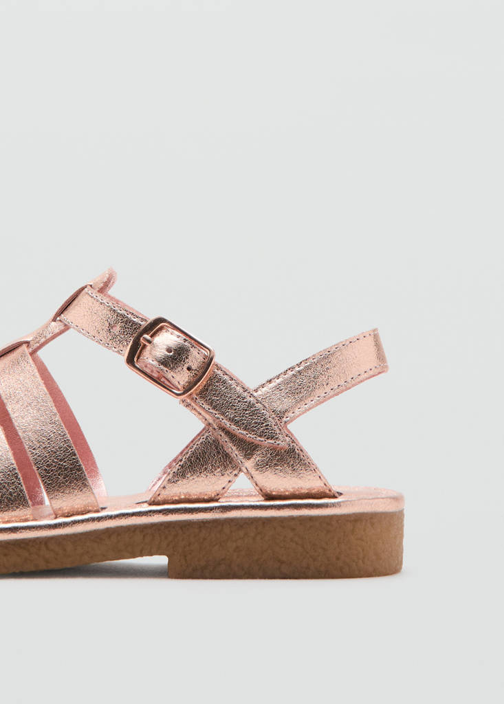 Metallic strappy sandals — Pale Pink