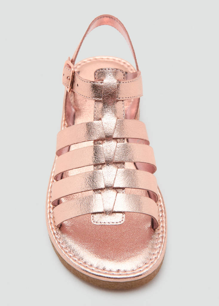 Metallic strappy sandals — Pale Pink