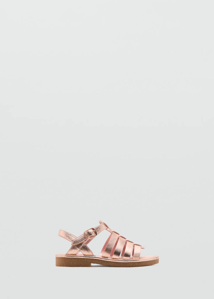 Metallic strappy sandals — Pale Pink