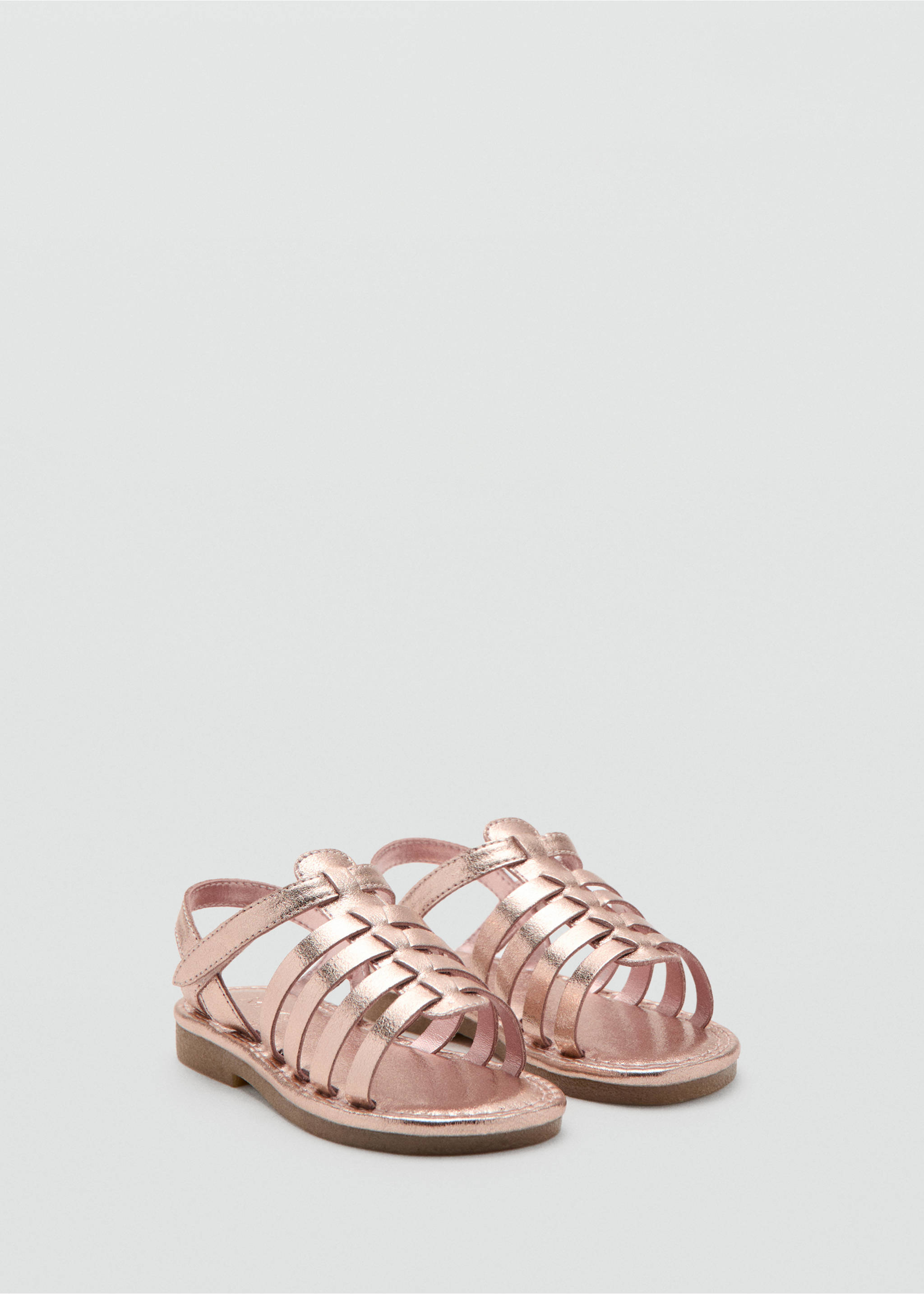 Metallic strappy sandals - Medium plane, Pale Pink. Ref: 27007901-00.