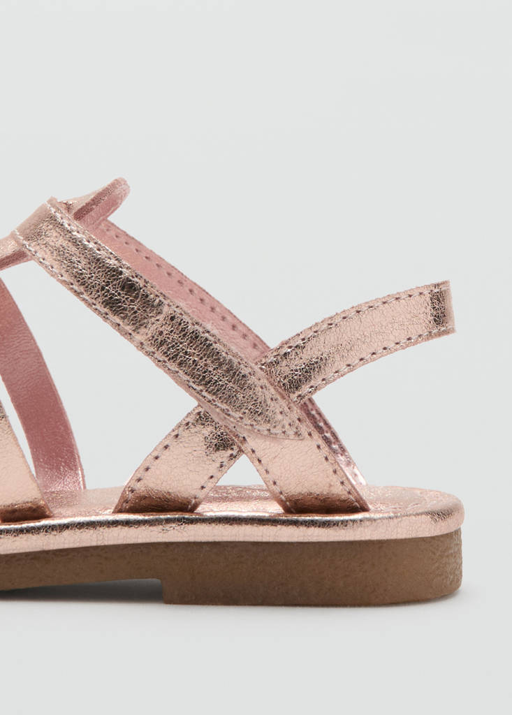 Metallic strappy sandals — Pale Pink