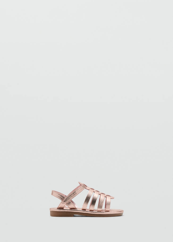 Metallic strappy sandals — Pale Pink
